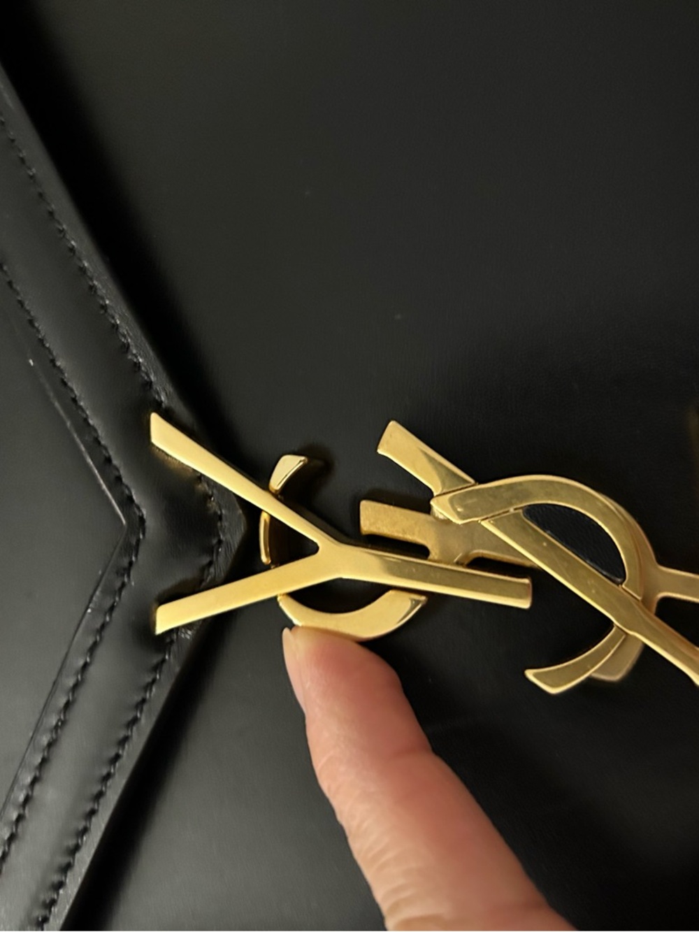 Saint Laurent Black Leather Top-Handle Satchel with Gold YSL Hardware - Picture 4 of 8